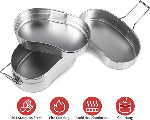 Goetland German Style M31 Military Mess Kit Mess Tin 304 Stainless Steel Backpacking Cookware Set Camping Pot Pan Set in Kuwait