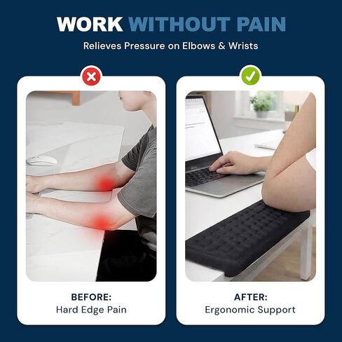 L-Shaped Memory Foam Desk Edge Cushion (2-Pack), Ergonomic Elbow & Wrist Rest for Desk, Non-Slip PU Cover, Thick Forearm Support Pad for Typing, Gaming & Office Work, Black in Saudi Arabia