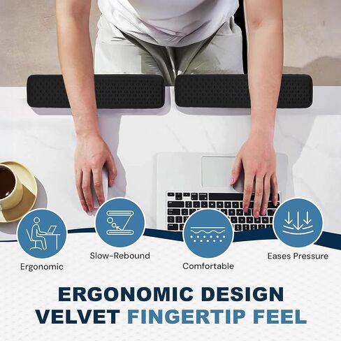 L-Shaped Memory Foam Desk Edge Cushion (2-Pack), Ergonomic Elbow & Wrist Rest for Desk, Non-Slip PU Cover, Thick Forearm Support Pad for Typing, Gaming & Office Work, Black in Saudi Arabia