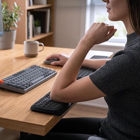 L-Shaped Memory Foam Desk Edge Cushion (2-Pack), Ergonomic Elbow & Wrist Rest for Desk, Non-Slip PU Cover, Thick Forearm Support Pad for Typing, Gaming & Office Work, Black in Saudi Arabia