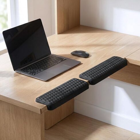 L-Shaped Memory Foam Desk Edge Cushion (2-Pack), Ergonomic Elbow & Wrist Rest for Desk, Non-Slip PU Cover, Thick Forearm Support Pad for Typing, Gaming & Office Work, Black in Saudi Arabia