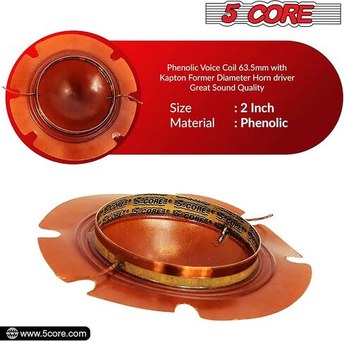 5 Core 2 Inch Universal Phenolic Diaphragm Replacement 50Pc Phenolic Voice Coil 51mm with Kapton Former Diameter Horn Compression Driver - DP1 50PCS in Saudi Arabia