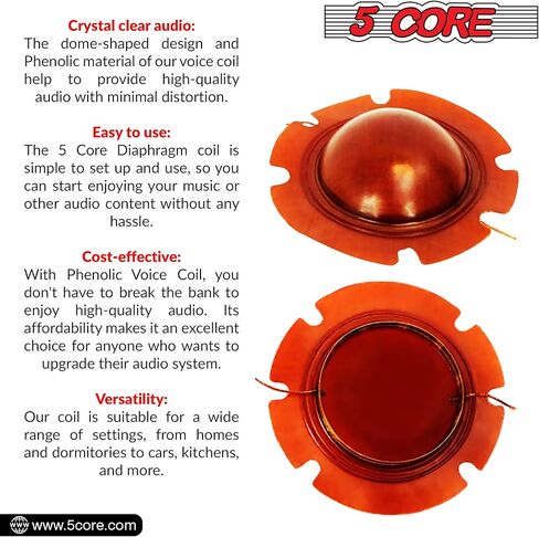 5 Core 2 Inch Universal Phenolic Diaphragm Replacement 50Pc Phenolic Voice Coil 51mm with Kapton Former Diameter Horn Compression Driver - DP1 50PCS in Saudi Arabia