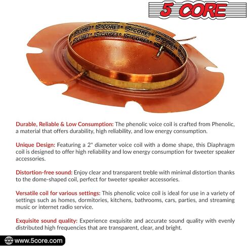 5 Core 2 Inch Universal Phenolic Diaphragm Replacement 50Pc Phenolic Voice Coil 51mm with Kapton Former Diameter Horn Compression Driver - DP1 50PCS in Saudi Arabia