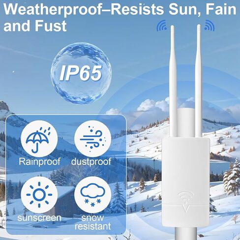 Outdoor WiFi Extender for Starlink Gen 3 Router, 300Mbps IP65 Waterproof WiFi Extender with Ethernet Over PoE, 984ft Coverage, Dual-Band Booster for Yard, Pool, Garage, Compatible with All Routers in Saudi Arabia