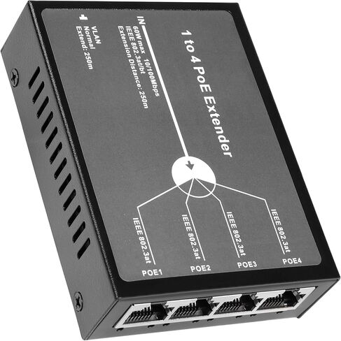 Gigabit 4 Port 60W PoE Extender, 10/100/1000Mbps 1 in 4 Out PoE+ Repeater with 3 Mode Available, 60W 802.3BT Input, 802.3at Output 30W, 100m/250m PoE Extension for PoE Device (POE5004G-V2) in Saudi Arabia