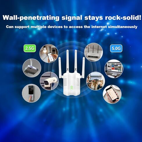 WiFi Extender Signal Booster, WiFi Extender with Ethernet Port, 1200Mbps WiFi Booster Dual Band 5GHz/2.4GHz, with 4 Antennas, Easy Set Up for Home, White in Saudi Arabia