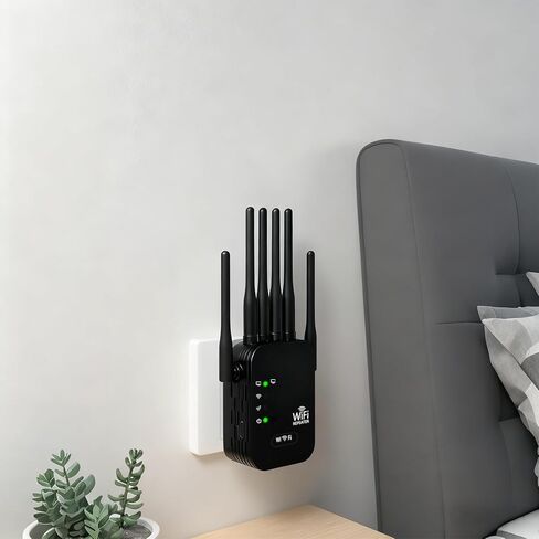 WiFi Extender Signal Booster, WiFi Extender with Ethernet Port, WiFi Booster Dual Band 2.4GHz, Up to 12000 Sq.ft and 60 Devices, Stable Internet Performance, Black in Saudi Arabia