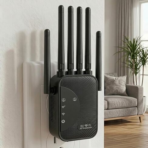 Dual Band Internet Extender, 2.4G & 5.8G Signal Booster for Home, 1200 Mbps Wireless WiFi 6 Extender, 6 Antennas, High-Power AP Router in Saudi Arabia