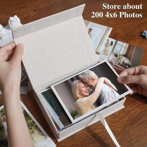 4x6 Linen Photo Storage Box - Ideal for Preserving and Organizing Your Precious Photos, Certificates, Scrapbooking Supplies, Keepsakes, and Jewelry Grey in Saudi Arabia