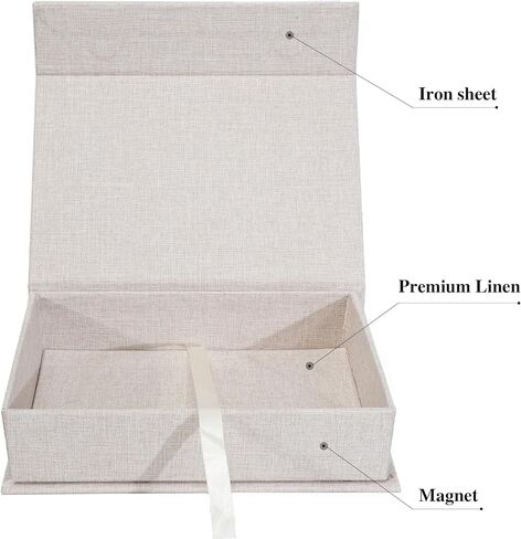 4x6 Linen Photo Storage Box - Ideal for Preserving and Organizing Your Precious Photos, Certificates, Scrapbooking Supplies, Keepsakes, and Jewelry Grey in Saudi Arabia