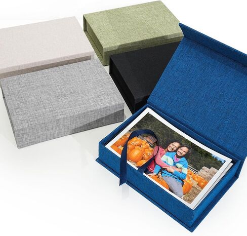 4x6 Linen Photo Storage Box - Ideal for Preserving and Organizing Your Precious Photos, Certificates, Scrapbooking Supplies, Keepsakes, and Jewelry Grey in Saudi Arabia