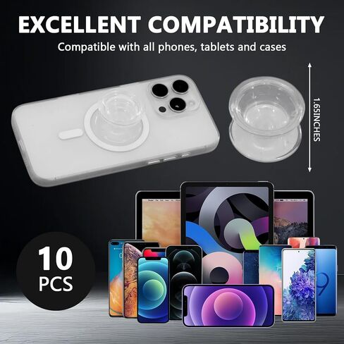10 PCS Clear Phone Grip Stand, Collapsible Self-Adhesive Finger Holder for Smartphones & Tablets (Transparent) in Saudi Arabia