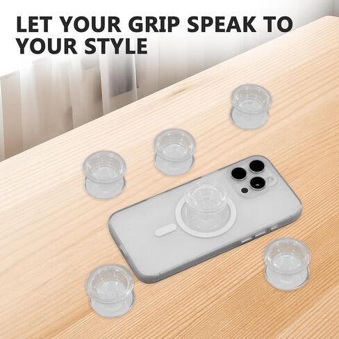 10 PCS Clear Phone Grip Stand, Collapsible Self-Adhesive Finger Holder for Smartphones & Tablets (Transparent) in Saudi Arabia