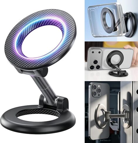 حامل هاتف بحلقة مغناطيسية مزدوجة من PKYAA، حامل هاتف قابل للطي مطور 2026 لـ Magsafe، حامل هاتف مغناطيسي قابل للتعديل 360 درجة للسيارات/صالات الألعاب الرياضية/أسطح المكتب/أسطح الحديد in Kuwait