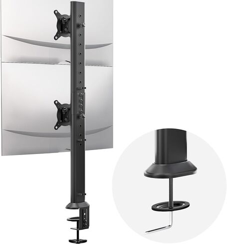 Hemudu Dual Monitor Articulating Desk Mount Arm Stand - Vertical Stack Screen Supports Two 13 to 34 Inch Computer Monitors with C Clamp White in Saudi Arabia