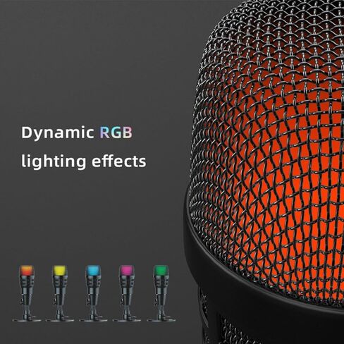 USB RGB Gaming Microphone for PC Streaming, Condenser Mic w/Mute, Shock Mount, Gain Control, PS4/5 Compatible in Saudi Arabia