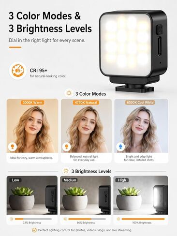ضوء LED مغناطيسي صغير لكاميرات DJI Osmo Pocket 3 وكاميرات الحركة، ضوء تعبئة حذاء بارد قابل لإعادة الشحن لمدونات الفيديو والصور الذاتية وتسجيل الفيديو، 3 أوضاع ألوان، 3 مستويات سطوع in Kuwait