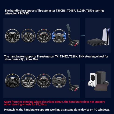 فرامل يد HCXLELD Sim Racing، عجلة قيادة T300RS T248P T128P T150 متوافقة مع PS4/PS5، عجلة قيادة TMX T248X T128X TX متوافقة مع XBOX Series X/S، ومشبك طاولة متضمن in Kuwait