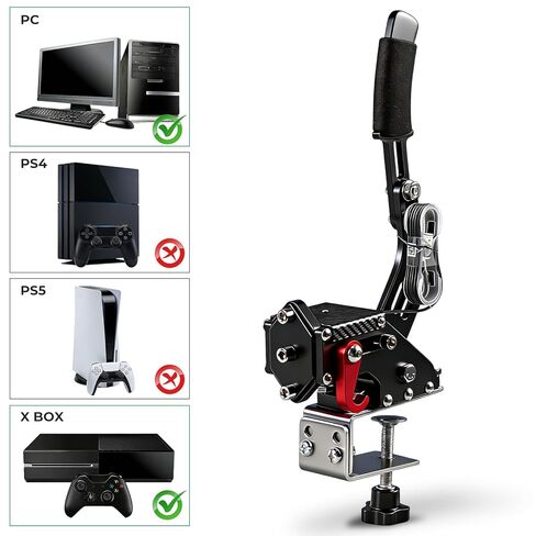 BGQG 64Bit USB Handbrake with Hall Effect Sensor Compatible With G920, Compatible with Xbox Series X/S & PC - 2-in-1 Sim Racing Handbrake with Clamp Mount in Saudi Arabia