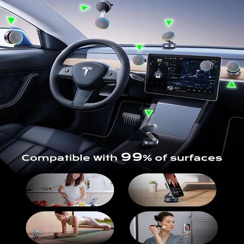 لشاحن MagSafe Car Mount Charger [15W Wireless Fast Charging]، حامل هاتف مغناطيسي للسيارة [120LBS Ultra Suction Cup & 3000gf Magnet]، حامل هاتف قابل للتعديل لسيارتك iPhone 17-12 in Kuwait