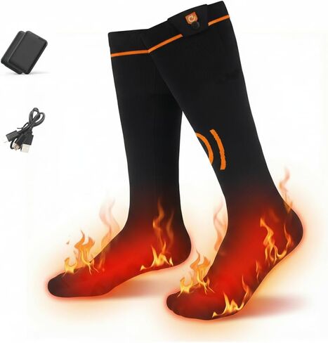 Rechargeable Heated Socks with 5V 5000mAh Battery, Upgraded 4-Temperature Settings Electric Socks for Men & Women – Ideal for Outdoor Winter Activities Like Camping, Hiking and Skiing in Saudi Arabia