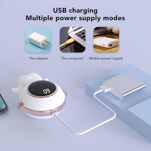 تدفئة اليد الكهربائية الصغيرة القابلة لإعادة الشحن، جيب سخان الأيدي الساخنة السريعة، USB رقمي محمول للتدفئة السريعة للشتاء، أبيض وأسود (أبيض) in Saudi Arabia