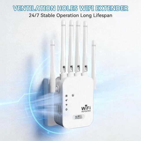 WiFi Extender Signal Booster Long Range, Up to 9800 Sq.ft & 40 Devices, 2.4GHz Internet Booster with Quick Setup (Medium) in Saudi Arabia