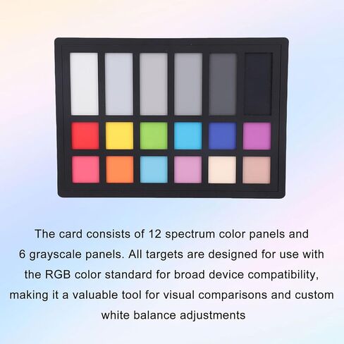 Color Calibration Card for Digital Photography, 18 Color Correction Charts with 12 & 6 Grayscale Panels, 8.7x5.9in Acrylic Card - Accurate Color Alignment, Streamlined in Saudi Arabia
