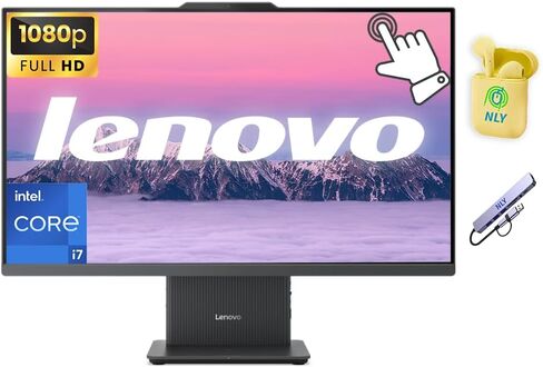 Lenovo IdeaCentre 27" FHD Touchscreen All-in-One Desktop Computer, Intel 10-core i7-13620H, 32GB RAM 2.5TB Storage (2TB SSD+512GB Docking Set), Wireless KB & Mouse, Windows 11, NLY Earphones, Gray in Saudi Arabia