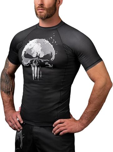 واقي الطفح الجلدي Jiu Jitsu بأكمام قصيرة للرجال من Hayabusa Marvel Hero Elite - The Punisher in Kuwait