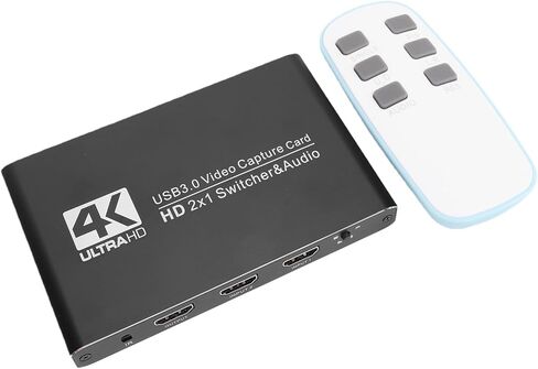 بطاقة التقاط HDMI 4K، جهاز التقاط فيديو صوتي USB 3.0 مع HDMI مزدوج 4K 60 هرتز، ميكروفون 3.5 مم، مدخل الخط، للبث والتسجيل والألعاب in Saudi Arabia