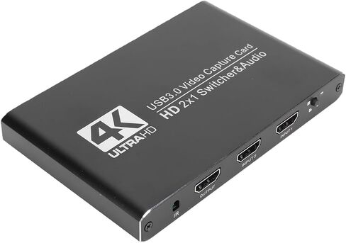 بطاقة التقاط HDMI 4K، جهاز التقاط فيديو صوتي USB 3.0 مع HDMI مزدوج 4K 60 هرتز، ميكروفون 3.5 مم، مدخل الخط، للبث والتسجيل والألعاب in Saudi Arabia