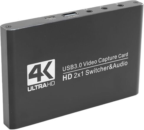 بطاقة التقاط HDMI 4K، جهاز التقاط فيديو صوتي USB 3.0 مع HDMI مزدوج 4K 60 هرتز، ميكروفون 3.5 مم، مدخل الخط، للبث والتسجيل والألعاب in Saudi Arabia