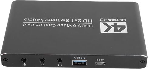 بطاقة التقاط HDMI 4K، جهاز التقاط فيديو صوتي USB 3.0 مع HDMI مزدوج 4K 60 هرتز، ميكروفون 3.5 مم، مدخل الخط، للبث والتسجيل والألعاب in Saudi Arabia