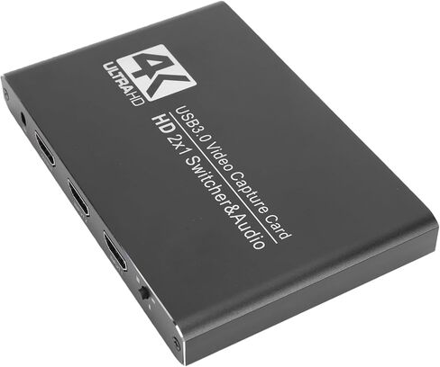 بطاقة التقاط HDMI 4K، جهاز التقاط فيديو صوتي USB 3.0 مع HDMI مزدوج 4K 60 هرتز، ميكروفون 3.5 مم، مدخل الخط، للبث والتسجيل والألعاب in Saudi Arabia