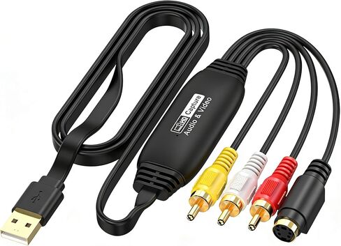 بطاقة التقاط الفيديو، CVBS + S-Video إلى USB لوحدة تحكم ألعاب كاميرا VHS VCR DVD، جهاز التقاط بدقة 1080 بكسل للبث المباشر/التسجيل مع OBS، متوافق مع أنظمة التشغيل Windows/Mac/Linux/Android in Kuwait
