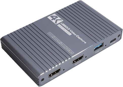 Yunseity USB 3.0 Video Capture Card, 4K@60Hz HDMI Capture Card Video No Latency Audio Game with 3.5mm Audio Input & Microphone Output for Streaming Gaming Recording in Saudi Arabia