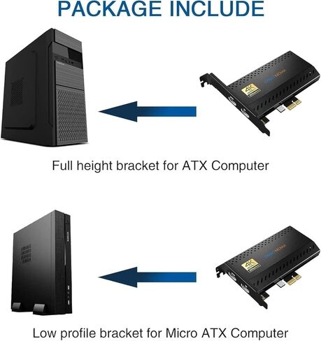 بطاقة التقاط داخلية VIXLW 4K، بطاقة التقاط PCIe، HDMI، عبور 4K60، زمن وصول منخفض للغاية للبث والتسجيل، لأجهزة PS4، PS5، Xbox، في OBS، YouTube، إعدادات الكمبيوتر الفردية والمزدوجة، أسود in Kuwait
