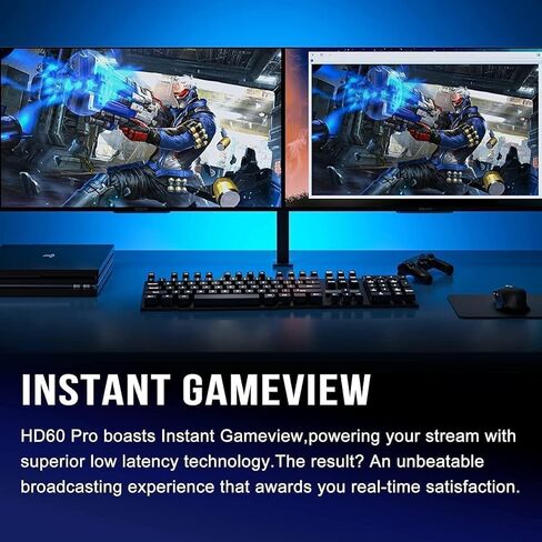 بطاقة التقاط داخلية VIXLW 4K، بطاقة التقاط PCIe، HDMI، عبور 4K60، زمن وصول منخفض للغاية للبث والتسجيل، لأجهزة PS4، PS5، Xbox، في OBS، YouTube، إعدادات الكمبيوتر الفردية والمزدوجة، أسود in Kuwait