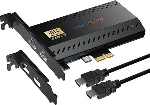 بطاقة التقاط داخلية VIXLW 4K، بطاقة التقاط PCIe، HDMI، عبور 4K60، زمن وصول منخفض للغاية للبث والتسجيل، لأجهزة PS4، PS5، Xbox، في OBS، YouTube، إعدادات الكمبيوتر الفردية والمزدوجة، أسود in Kuwait