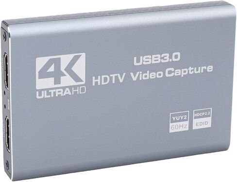 بطاقة التقاط فيديو Yunseity 4K HDMI، 1080P 60 هرتز USB 3.0 بطاقة التقاط بدون زمن الوصول لعبة فيديو صوتية مع مدخل ميكروفون 3.5 مم للبث، لوحدات تحكم الألعاب وأجهزة الكمبيوتر in Saudi Arabia