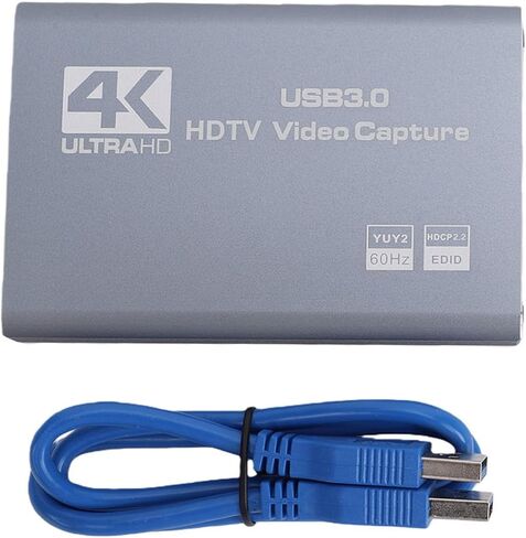 بطاقة التقاط فيديو Yunseity 4K HDMI، 1080P 60 هرتز USB 3.0 بطاقة التقاط بدون زمن الوصول لعبة فيديو صوتية مع مدخل ميكروفون 3.5 مم للبث، لوحدات تحكم الألعاب وأجهزة الكمبيوتر in Saudi Arabia