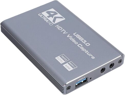 بطاقة التقاط فيديو Yunseity 4K HDMI، 1080P 60 هرتز USB 3.0 بطاقة التقاط بدون زمن الوصول لعبة فيديو صوتية مع مدخل ميكروفون 3.5 مم للبث، لوحدات تحكم الألعاب وأجهزة الكمبيوتر in Saudi Arabia