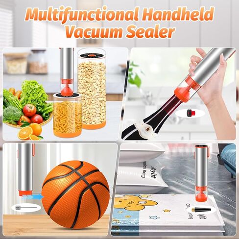 Handheld Vacuum Sealer, Portable Cordless Food Sealer with 60kPa Suction, Rechargeable Mini Vacuum Sealer for Food Storage, Sous Vide, Mason Jars - Includes 10 Reusable Bags in Saudi Arabia