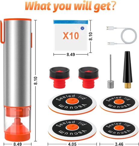 Handheld Vacuum Sealer, Portable Cordless Food Sealer with 60kPa Suction, Rechargeable Mini Vacuum Sealer for Food Storage, Sous Vide, Mason Jars - Includes 10 Reusable Bags in Saudi Arabia