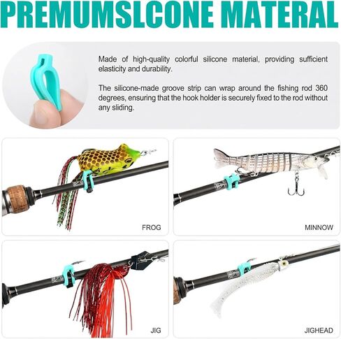 AceOrbit 20 Pack Fishing Hook Keeper Universal Silicone Hook Holder for Fishing Rod with Nylon Zip Ties for Freshwater Saltwater Rod Accessories, Blue in Saudi Arabia
