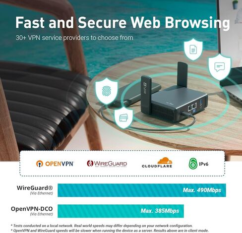 GL.iNet MT5000 (Brume 3) بوابة أمان VPN سلكية عالية السرعة وGL.iNet GL-BE3600 (Slate 7) جهاز توجيه السفر المحمول in Saudi Arabia