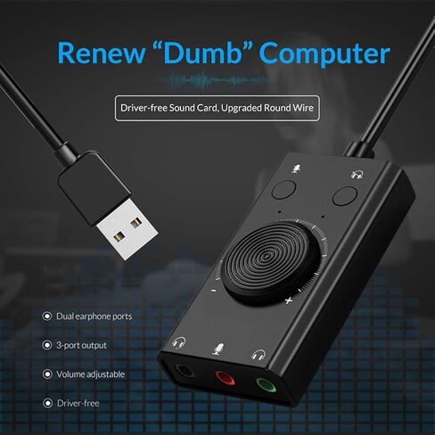 بطاقة صوت USB خارجية عالمية لمكبر الصوت وميكروفون التوصيل والتشغيل in Kuwait