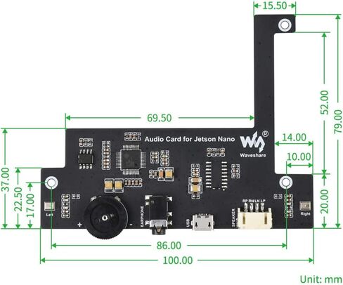 بطاقة صوت + مكبر صوت 8 أوم 5 وات + محول USB + براغي لملحقات مطور NVIDIA Jetson Nano in Saudi Arabia